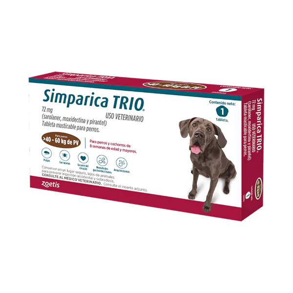 Simparica Trio x 1 Tab (40 - 60 Kg)
