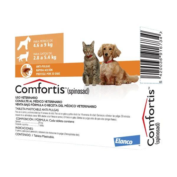 Comfortis perros 4.6 - 9kg / gatos 2.8 - 5.4kg