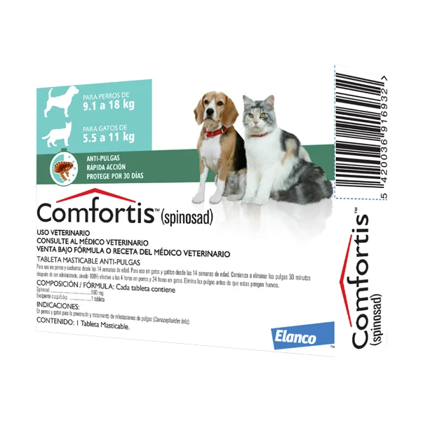 Comfortis perro 9.1 - 18kg / gato 5.5 - 11kg