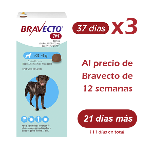Bravecto Perros 37 Días (20 A 40Kg)