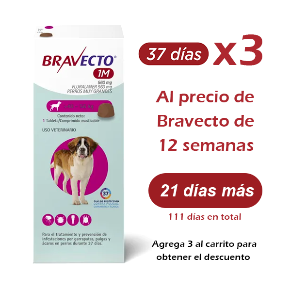 Bravecto Perros 37 Días (40 A 56Kg)