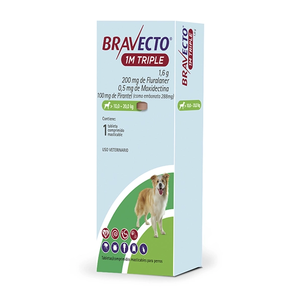 Bravecto 1M Triple para Perros 10-20Kg x 1Tab