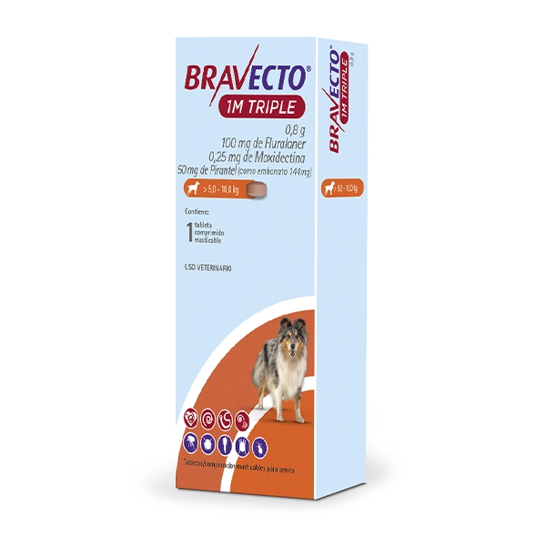 Bravecto 1M Triple para Perros 5-10Kg x 1Tab